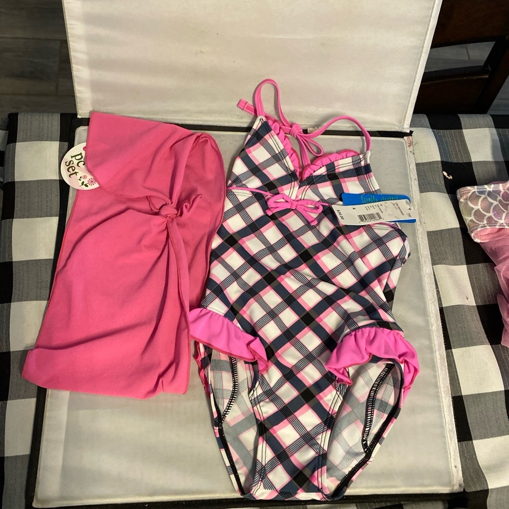 Malibu Pink and White One Piece Swimsuit
